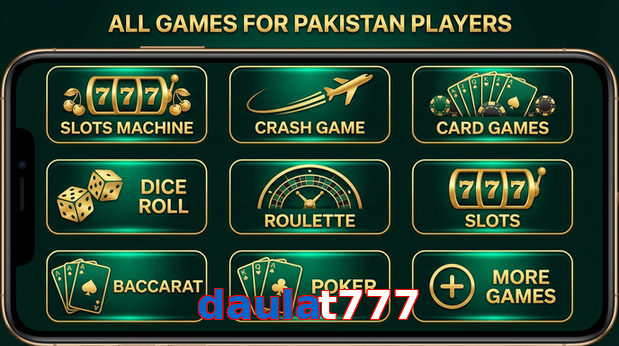 Main screen of Daulat777 games page for PK players